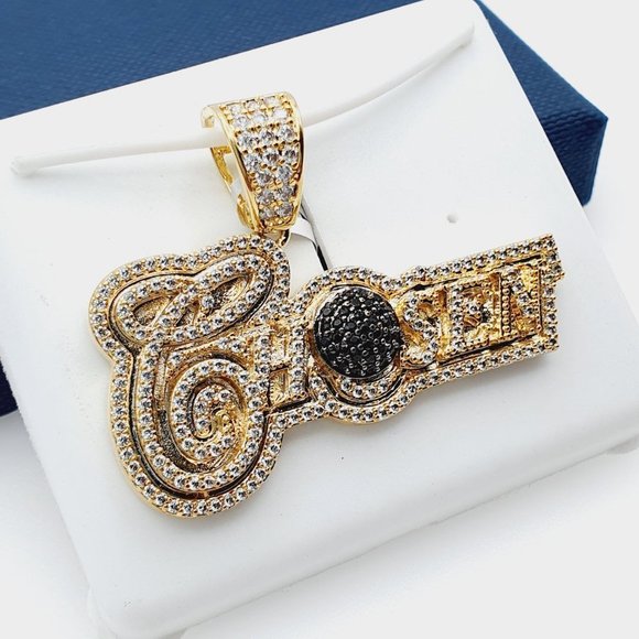 "14K Gold Plated Cubic Zircon Pendant, EVBRS544 - Picture 3 of 11